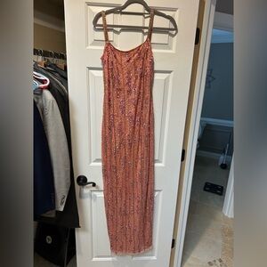Mac Duggal Pink Spaghetti Strap Sleeveless Gown